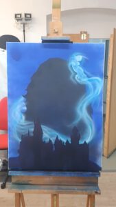 Selbst erstelltes Harry Potter Fan-Art im Airbrush-Kurs bei MDB-Art Duisburg im Ruhrgebiet