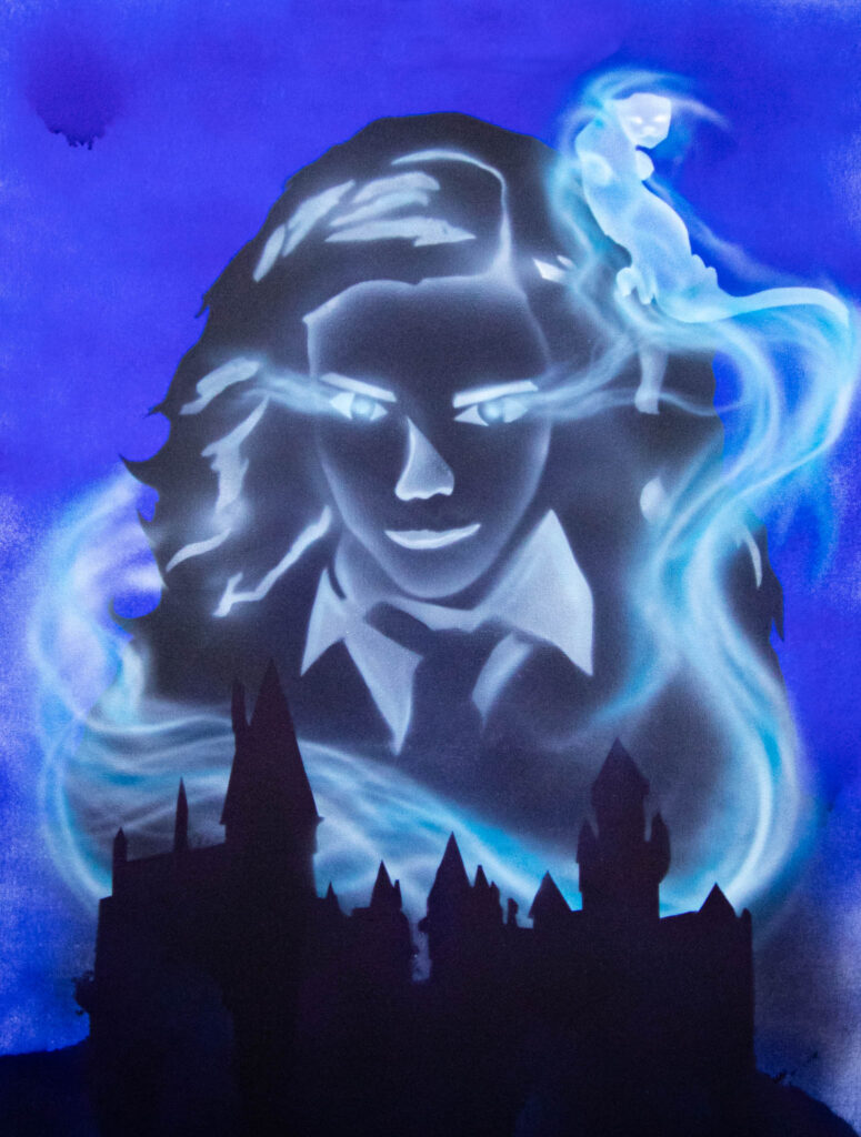 Selbst erstelltes Harry Potter Fan-Art im Airbrush-Kurs bei MDB-Art Duisburg im Ruhrgebiet