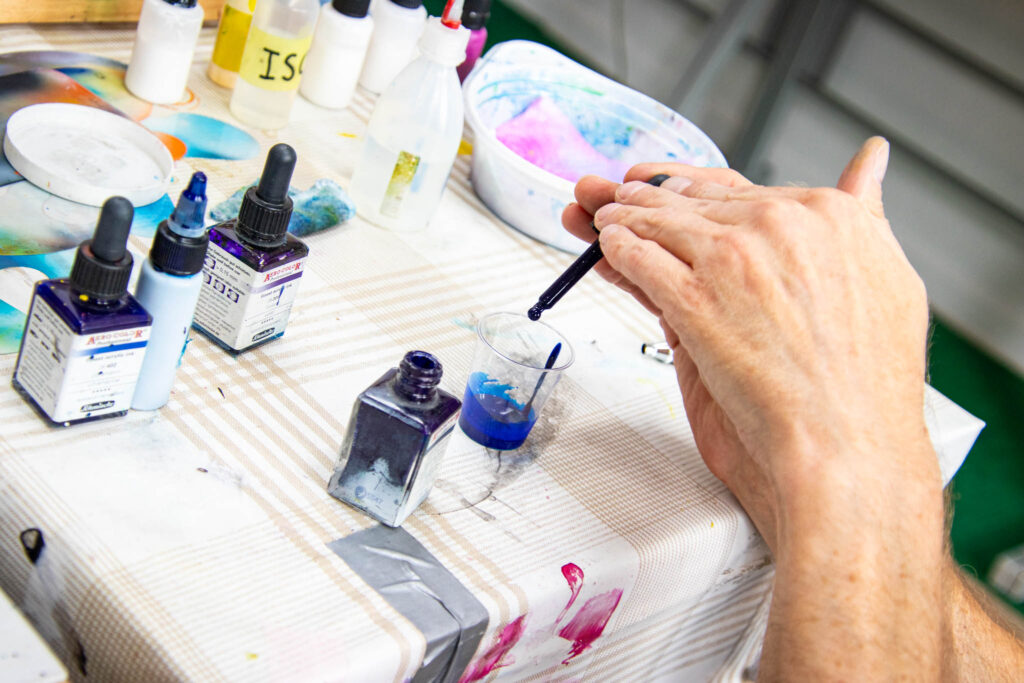 Umsetzung von der Landmarke "Das Geleucht" im Ruhrgebiet als Airbrush-Motiv in einem Airbrush Workshop bei MDB-Art in Duisburg