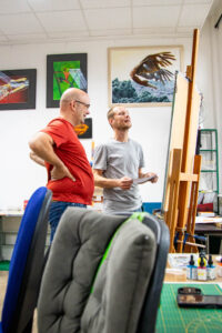 Umsetzung von der Landmarke "Das Geleucht" im Ruhrgebiet als Airbrush-Motiv in einem Airbrush Workshop bei MDB-Art in Duisburg